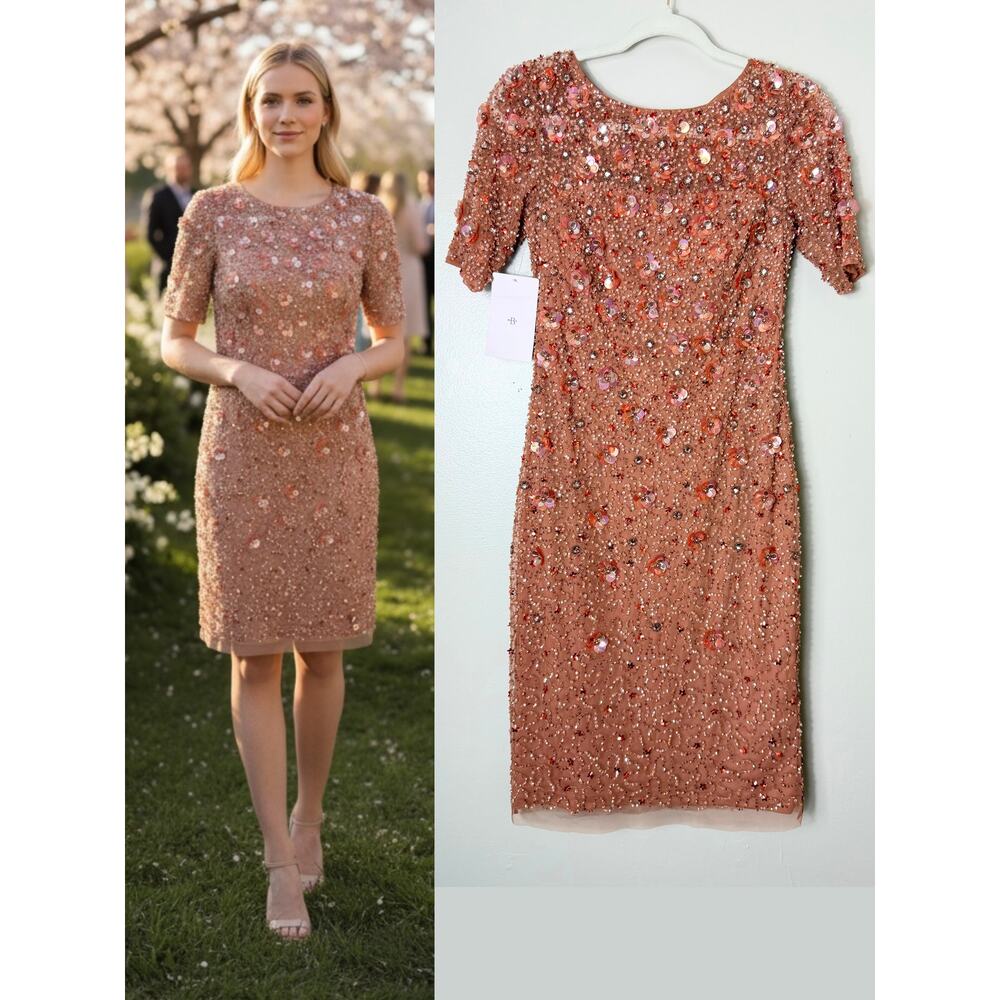 NWT BHLDN ADRIANNA PAPELL DRESS WEDDING GUEST COCKTAIL FORMAL EVENING 3D FLOWER